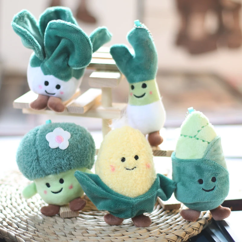 Cute Vegetable Cabbage Broccoli Corn Bamboo Shoots Small Pendant Plush Doll Bag Charm Keychain Doll