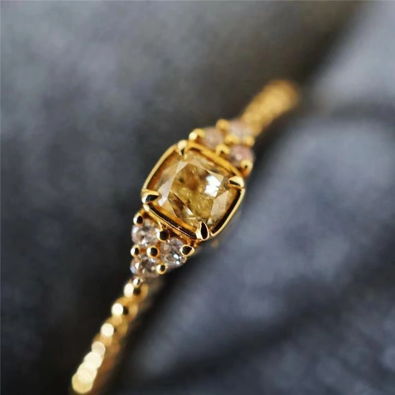 Sweet Cute Style Delicate Mosaic Natural Citrine Ring For Women