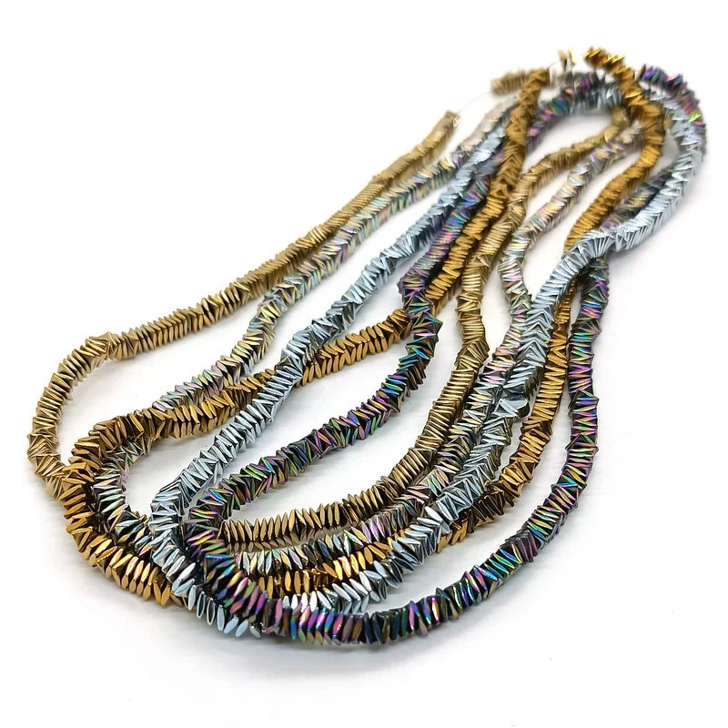 Hematite Cut Angle Square Piece Plating Colorful Scattered Beads