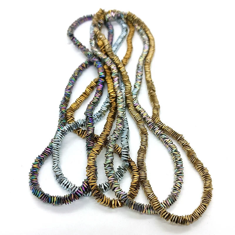 Hematite Cut Angle Square Piece Plating Colorful Scattered Beads