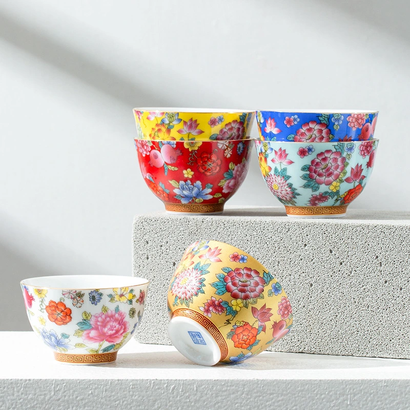 Porcelain Tea Tasting Cup Gift Box Chinese Style