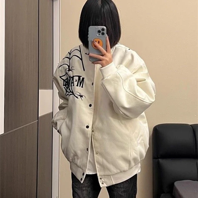 American Spider Web Embroidered Jacket Baseball Uniform