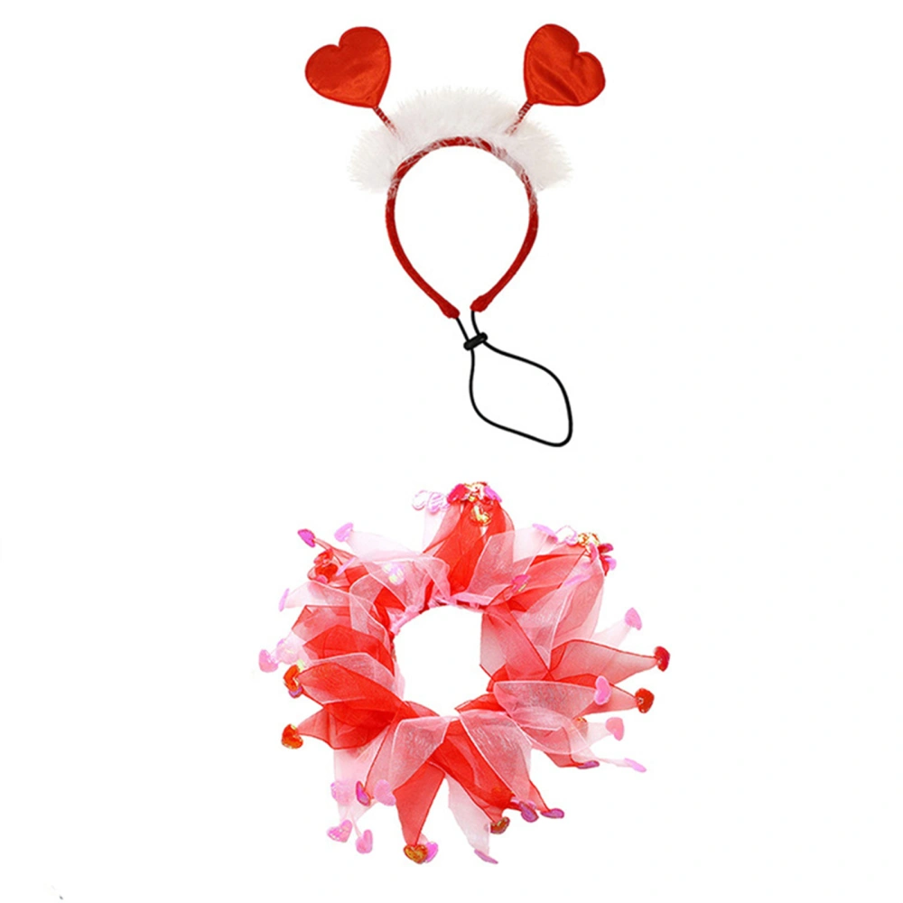 Valentine’s Day Dog Costume Set Including Heart Headband and Collar