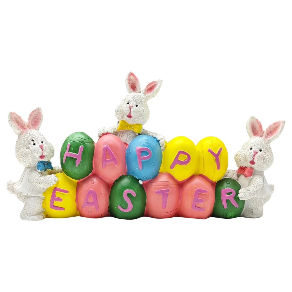 Cute Easter Egg 3D Letter Multi-Color Resin Easter Rabbit Decoration