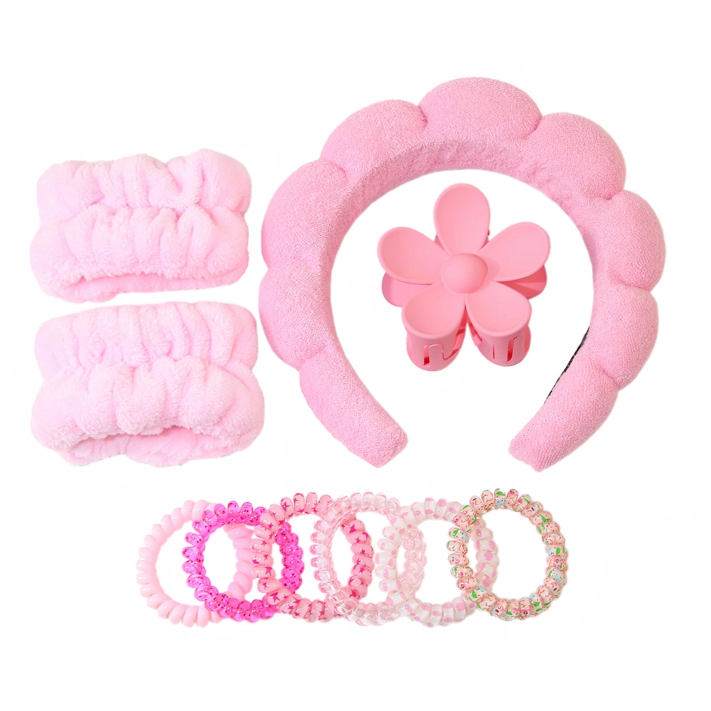 Face Wash Headband and Wristband Set Headband and Cuffs Hair Clip Ties