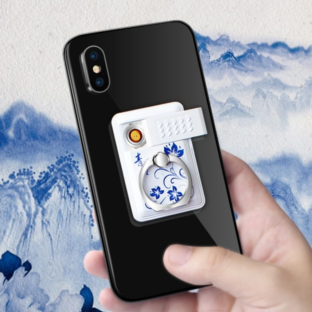 Multi Functional Portable Blue And White Porcelain Phone Holder Cigarette Lighter