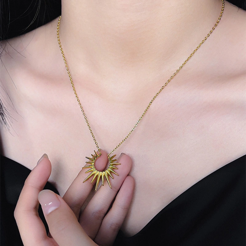 Women's Ins Titanium Steel Ornament Niche Pendant Sun Necklace