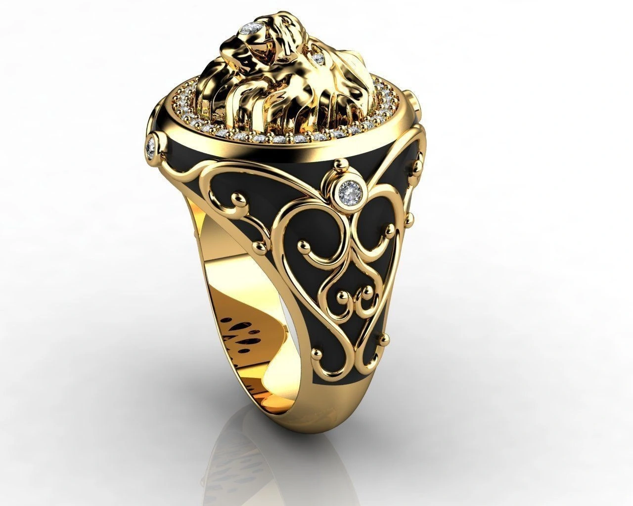 Full Rhinestone Zircon Lion Punk Men's And Women's Ring