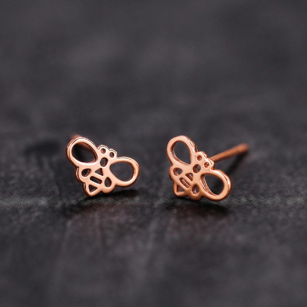 Exquisite Mini Hollow Bee Earrings