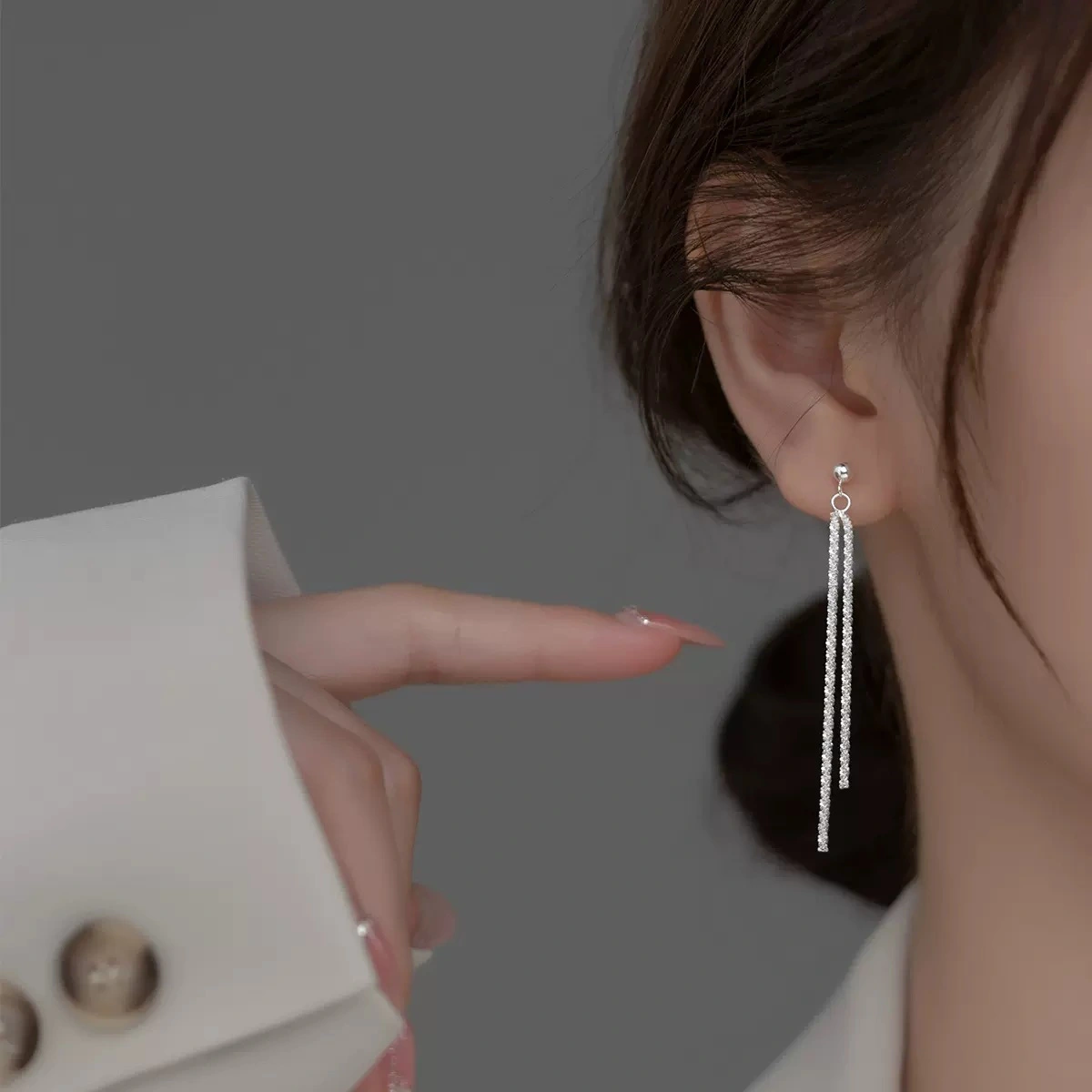 S925 Silver Starry Tassel Earrings Ladies