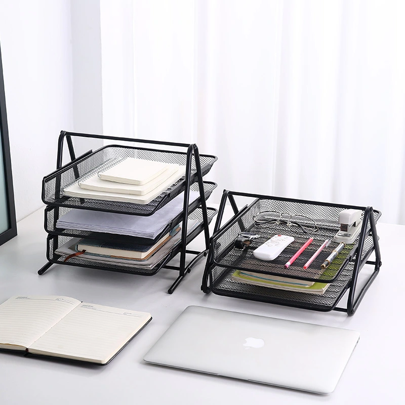 Iron Three Layer File Tray Office Supplies Multi-functional File Holder