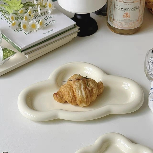 Ins Style Good-looking South Korea Cream Tableware Ceramic Cloud Dessert Plate