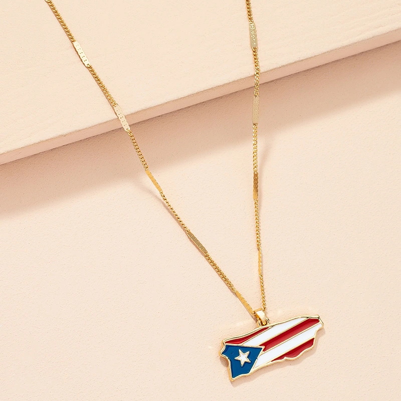 Women's Fashion Flag Pendant Necklace Clavicle Chain