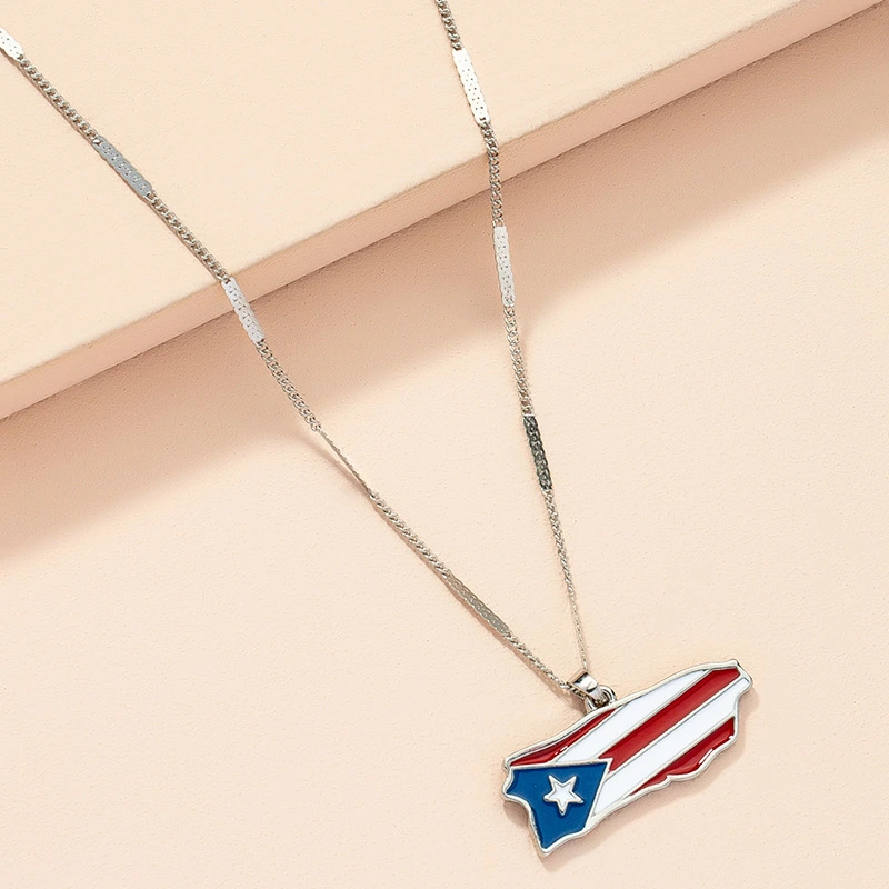 Women's Fashion Flag Pendant Necklace Clavicle Chain