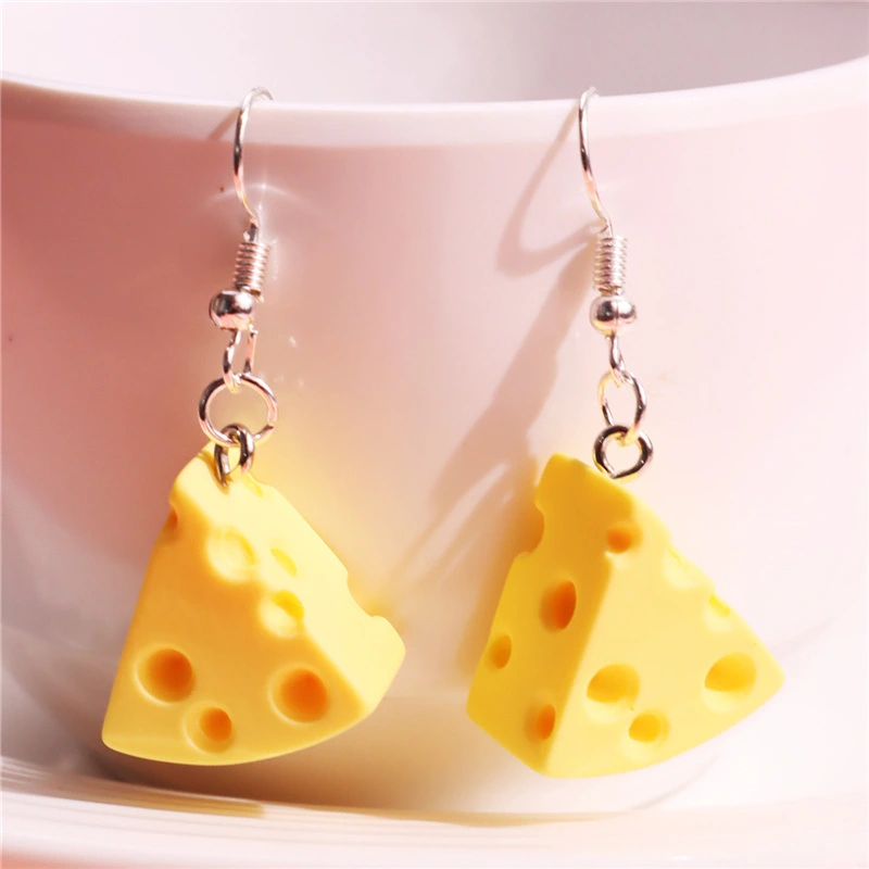 Cute Three-dimensional Cheese Pendant Earrings With Sweet Personality