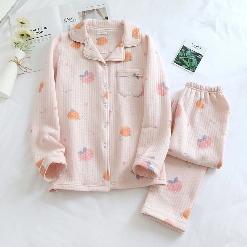 Women's Loose Air Cotton Sandwich Long-sleeved Homewear Suit