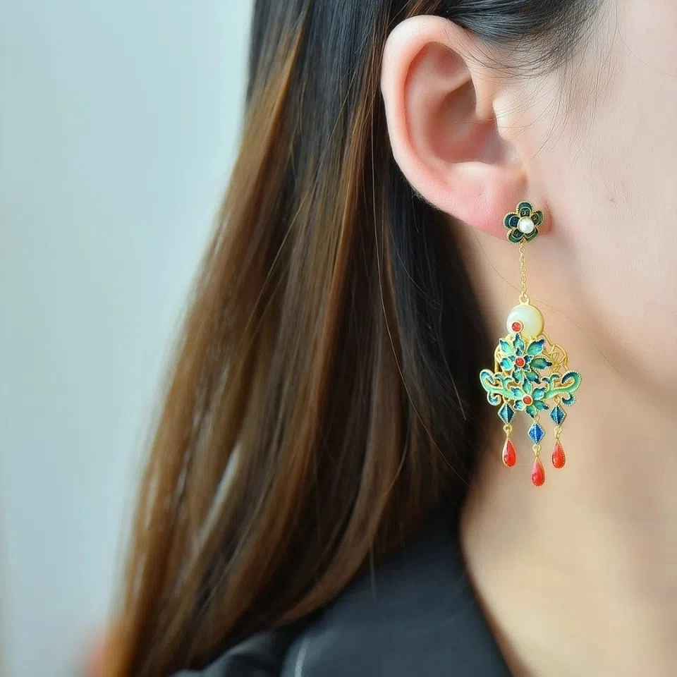 Flower Four Seasons Enamel Tassel Earrings