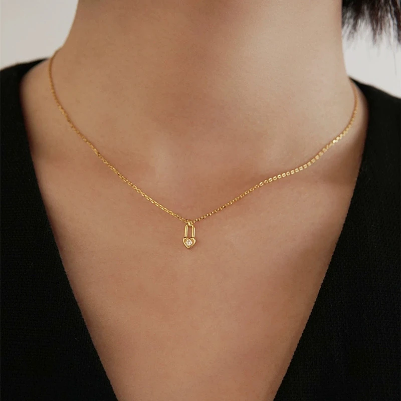 Women's 14K Gold-plated Lock Head Necklace