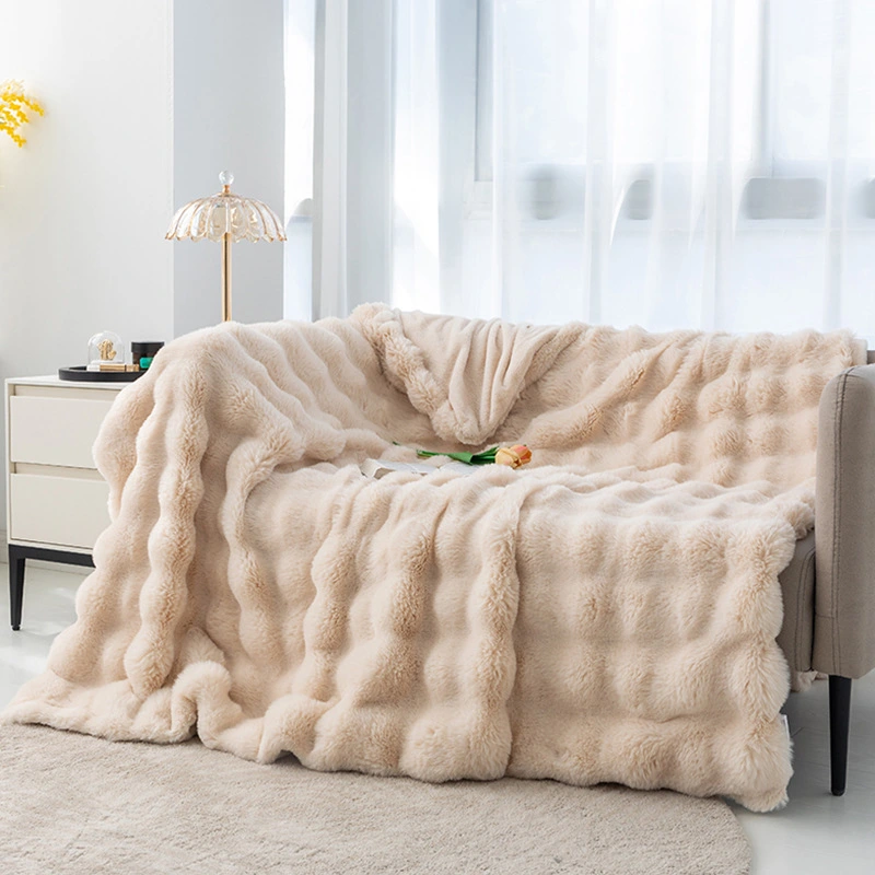 Polyester Carpet Rabbit Bubble Velvet Thickened Nap Blanket Quilt
