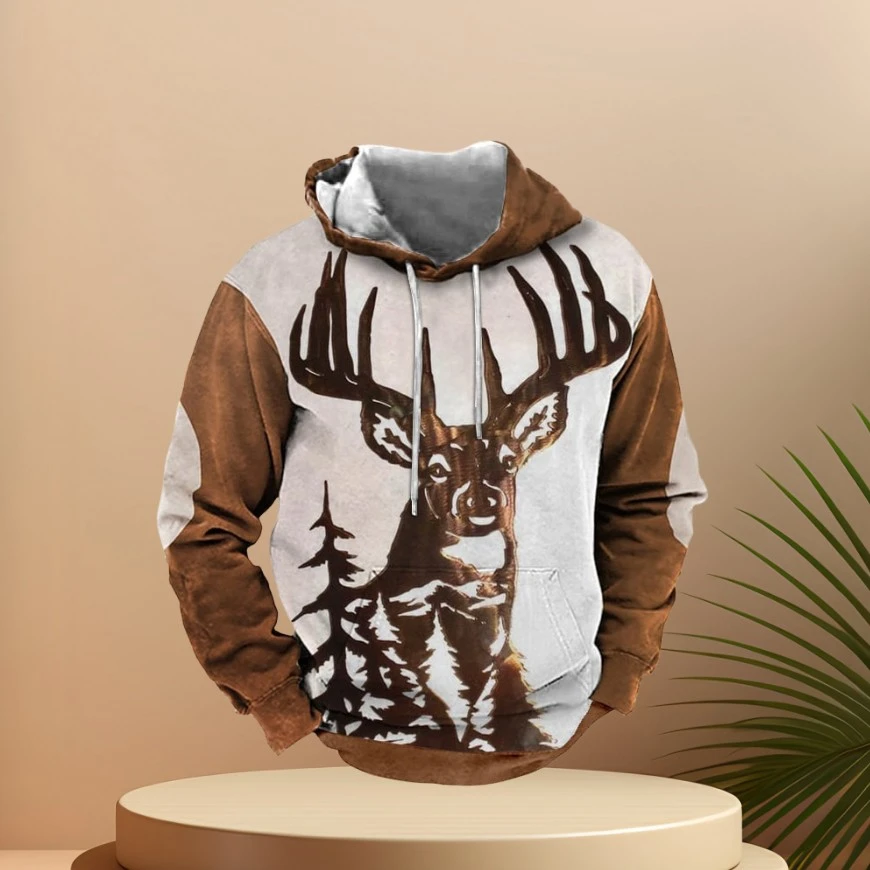 Men's Printed Hoodie Has Pocket Sweatshirt