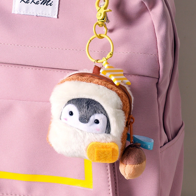 Toast Bread Penguin Coin Purse Mini Pendant Doll Keychain