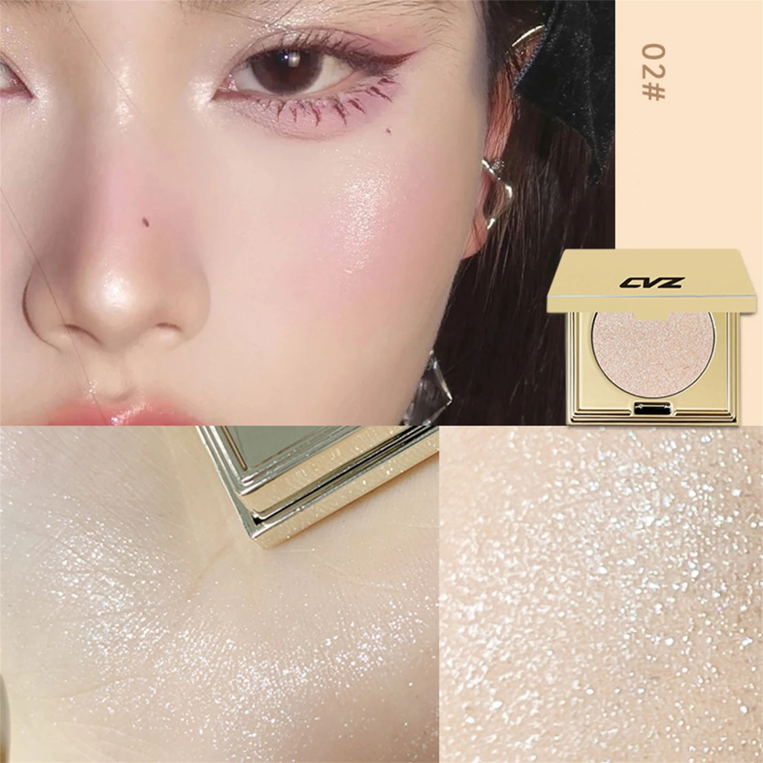 Gold Shimmer Glitter Highlighter High Gloss Face Highlighter Makeup