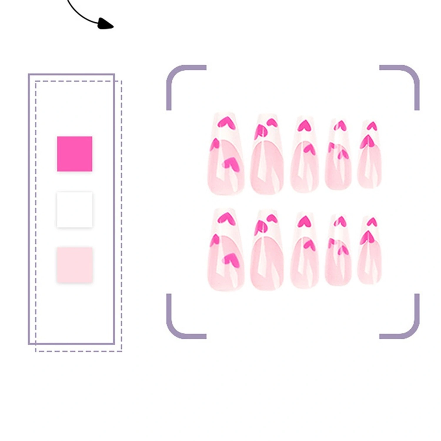 Long Pink Fake Nails Press on Nails False Nails Artificial Nails