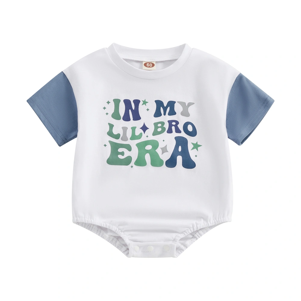 Short Sleeve Round Neck Letter Print Baby Boy Little Brother Romper