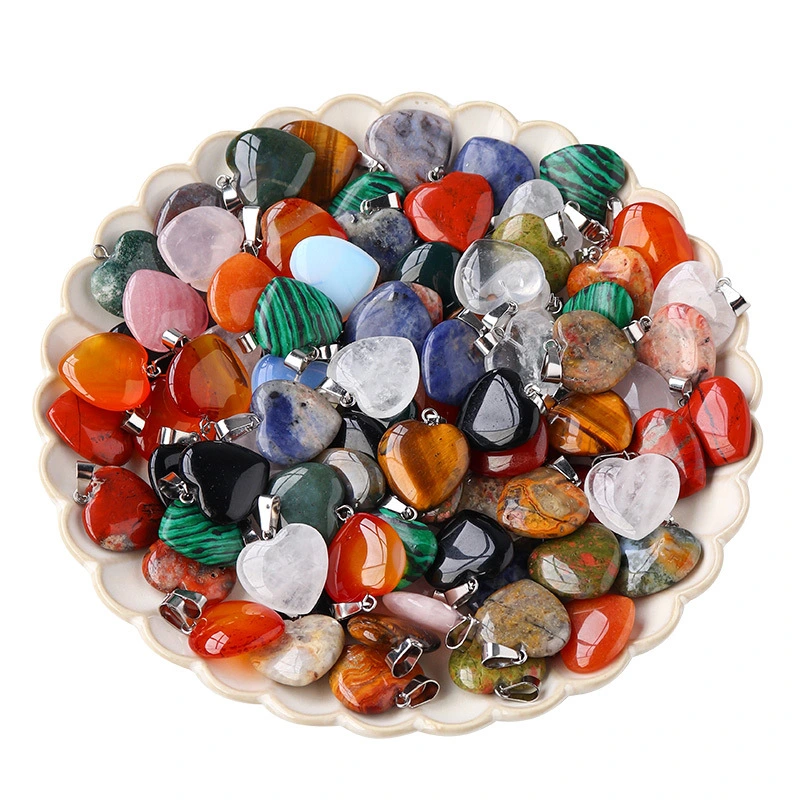 Natural Crystal 2cm Love Pendant Rough Stone Agate Peach Heart