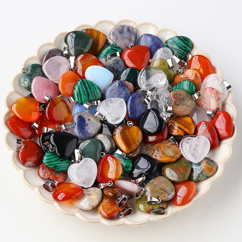 Natural Crystal 2cm Love Pendant Rough Stone Agate Peach Heart