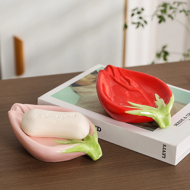 Rose Ceramic Soap Box Draining Household