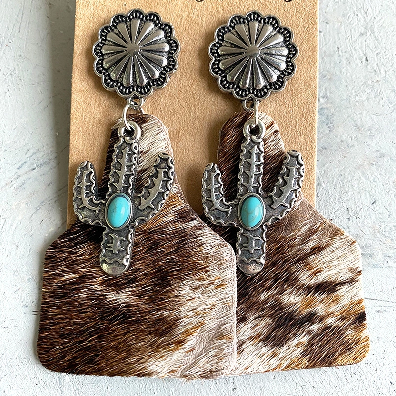 Animal Pattern Genuine Leather Ornament Bohemian Fashion Earrings