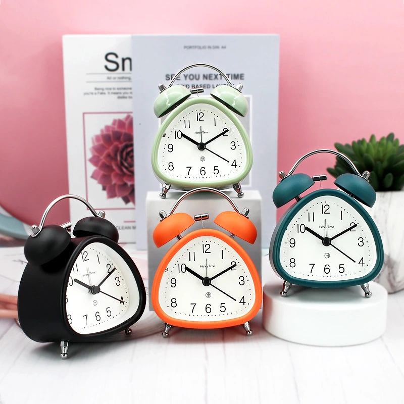 Metal Bell Alarm Clock Home Bedside Mute Second Sweeping Night Light