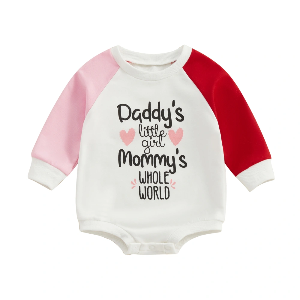 Long Raglan Sleeve Letter Print Romper Father's Baby Girl Outfit