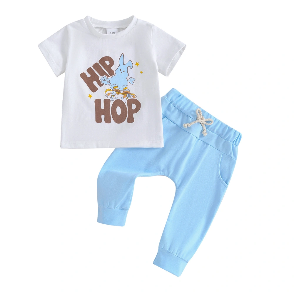 Baby Boy Easter Outfits Bunny Star Print T-Shirt + Pocket Pants