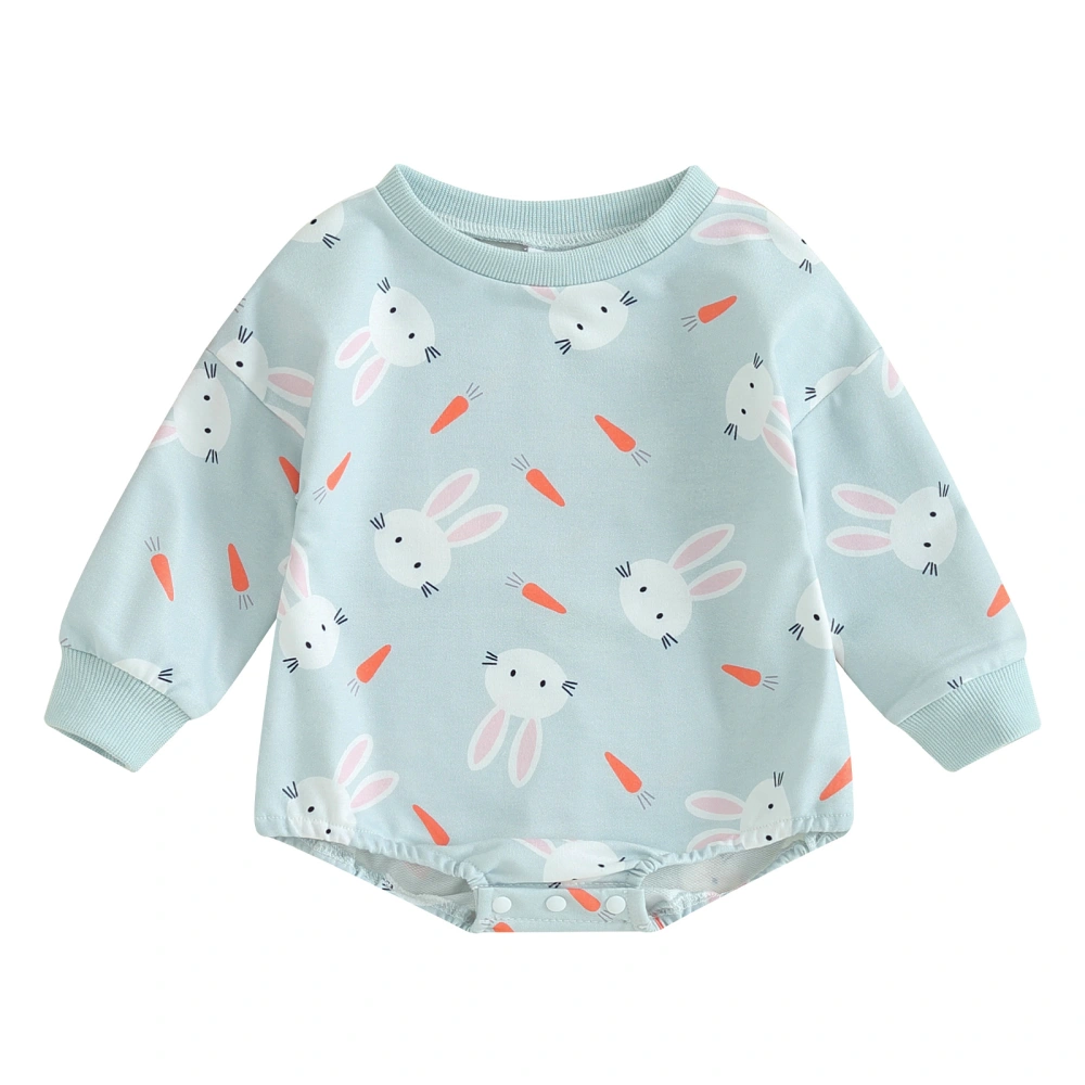 Baby Girls Sweatshirt Romper Easter Bunny Print Long Sleeve Jumpsuits 