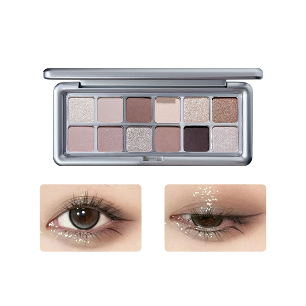 12 Colors Eyeshadow Palette, Pearl Lustre Matte Eye Makeup Cosmetics