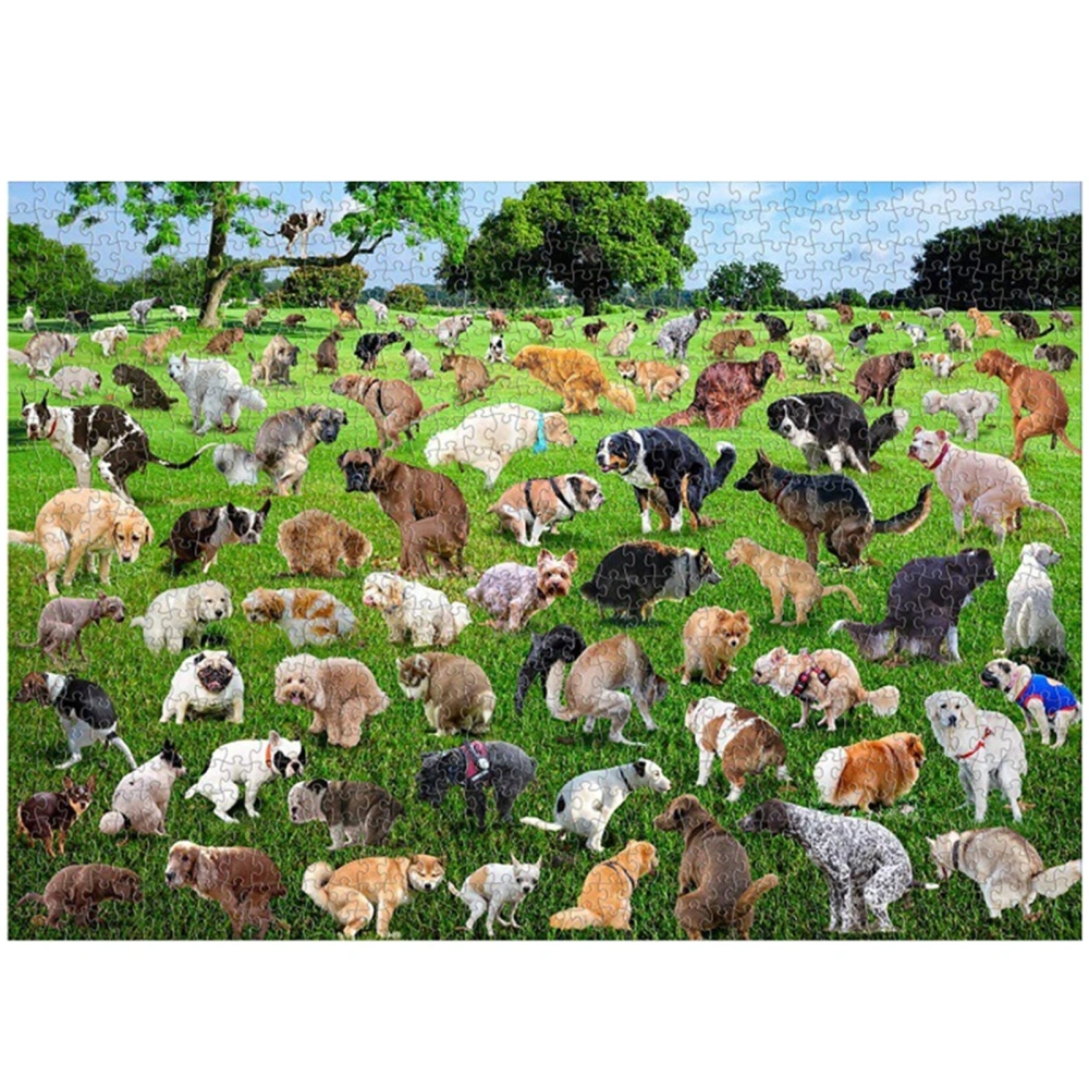 Pooping Puppies Park Party 1000 Piece Puzzle for Adults Funny Gift