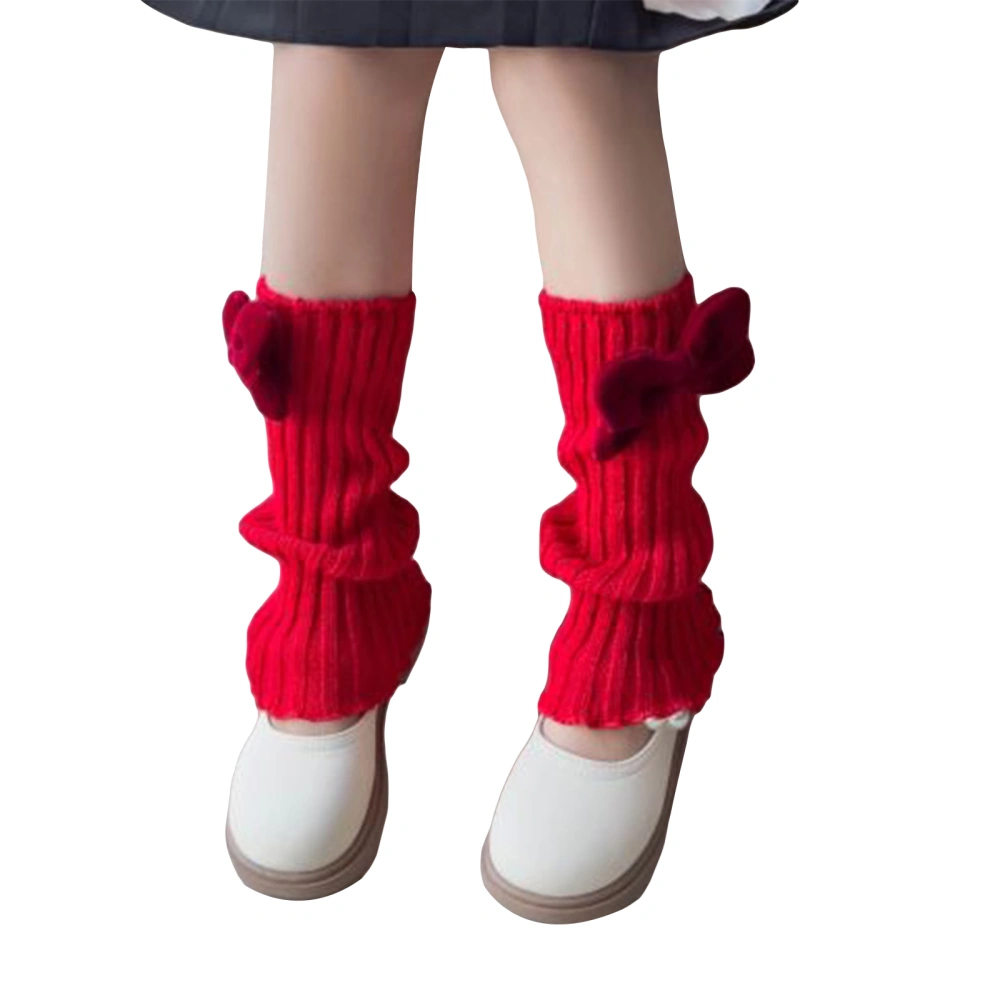 Kawaii Leg Warmers for Girls Fashion Ribbed Leg Socks with Bows