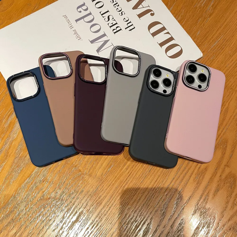 Simple Solid Color Maillard Suitable For 14 Phone Case