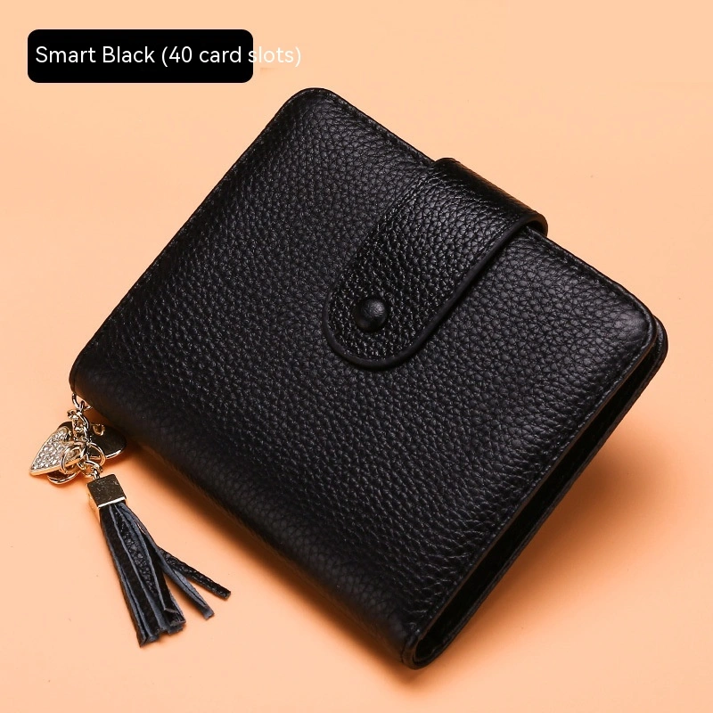 Korean Style Large Capacity Tassel Snap Solid Color Multiple Card Slots Driving License Protective Cover