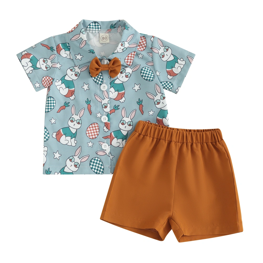 Toddler Boy Easter Outfits Carrot Rabbit Eggs Print Shirts Shorts