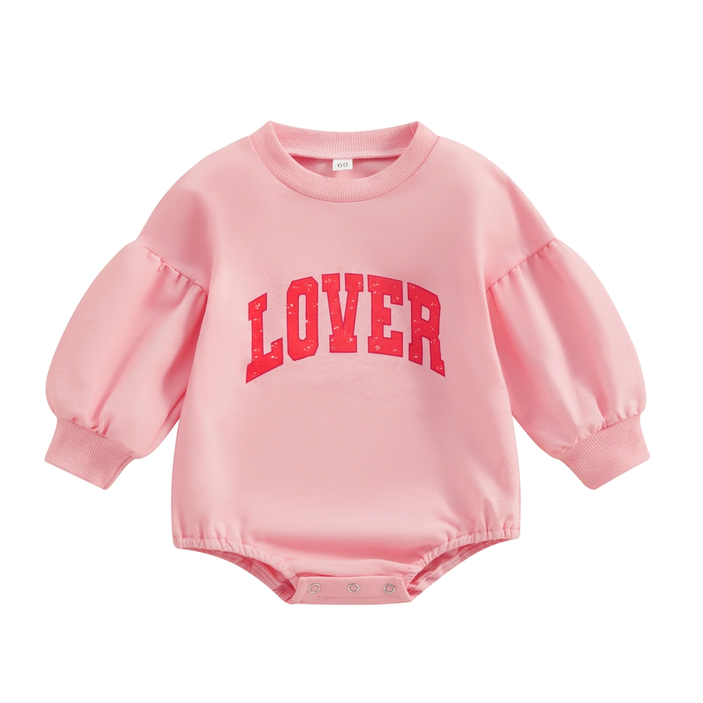 Baby Girls Romper, Long Sleeve Crew Neck Letters Print Fall Bodysuit