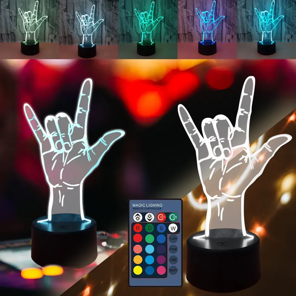 Creative Bedroom 3D Small Night Lamp Gesture Icon