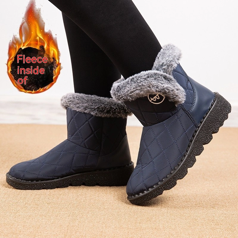 Foreign Trade Women's Shoes Satin Surface Warm Plush Inner Deep Mouth Slip-on Snow