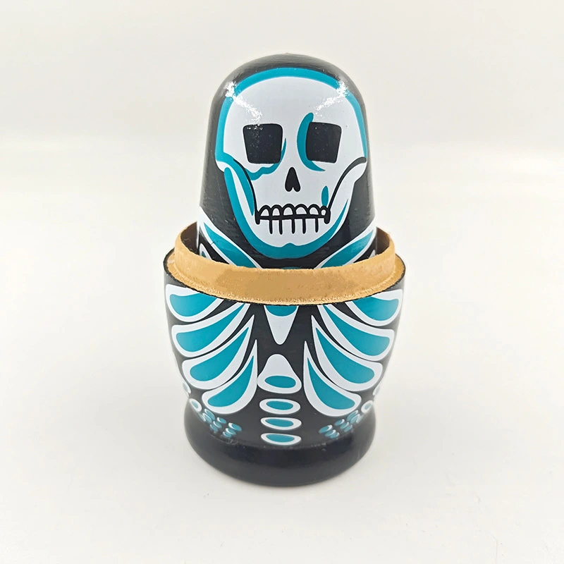 Russian Five-layer Matryoshka Doll Wansheng Cartoon Skull Pattern Toy