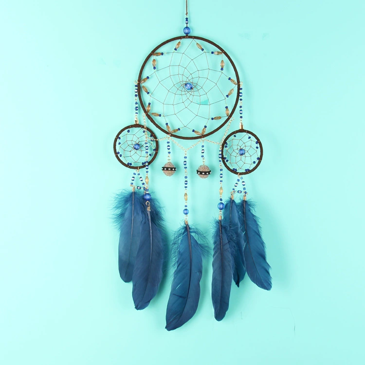 The Commitments Handmade Indian Wind Chimes Navy Blue Feather Indoor Vintage Wall Dreamcatcher