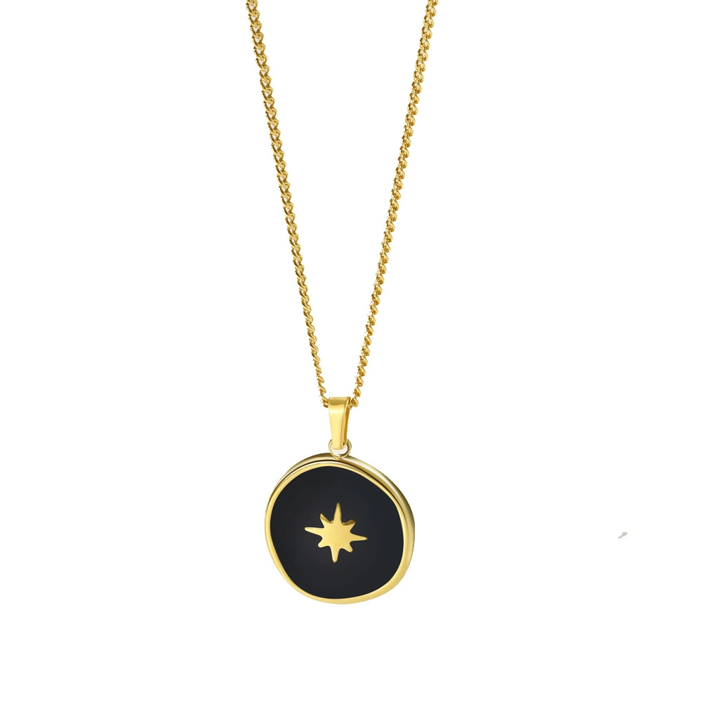 South Korea Ins Titanium Steel Necklace Non-fading All-match Summer Pendant Natural Stone Drop Oil Sweet Clavicle Chain