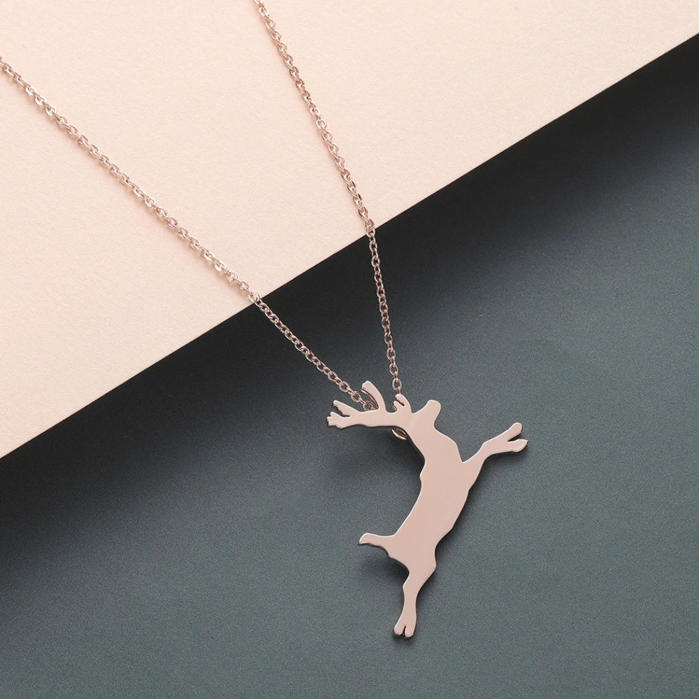 Running Deer Reindeer Pendant Clavicle Necklace For Women