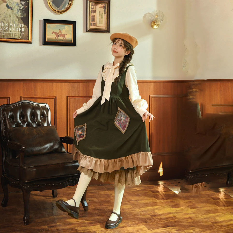 Shirt Pastoral Dress Long Dress Jumpsuit